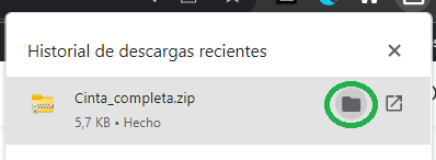 Hacemos clic en el icono para acceder a la carpeta de descargas o lo buscamos manualmente.