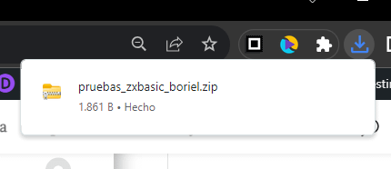 En nuestro navegador, aparece el archivo comprimido, ya descargado.