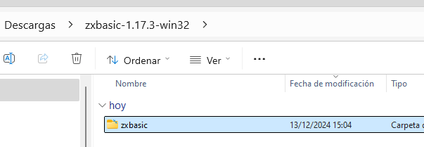 Vemos dentro la carpeta zxbasic.